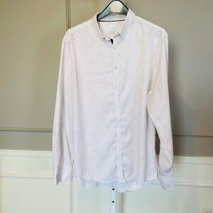 J.B. Holt Men's Button Down Dress Shirt Standard XL Swiss Dots White Pink Black